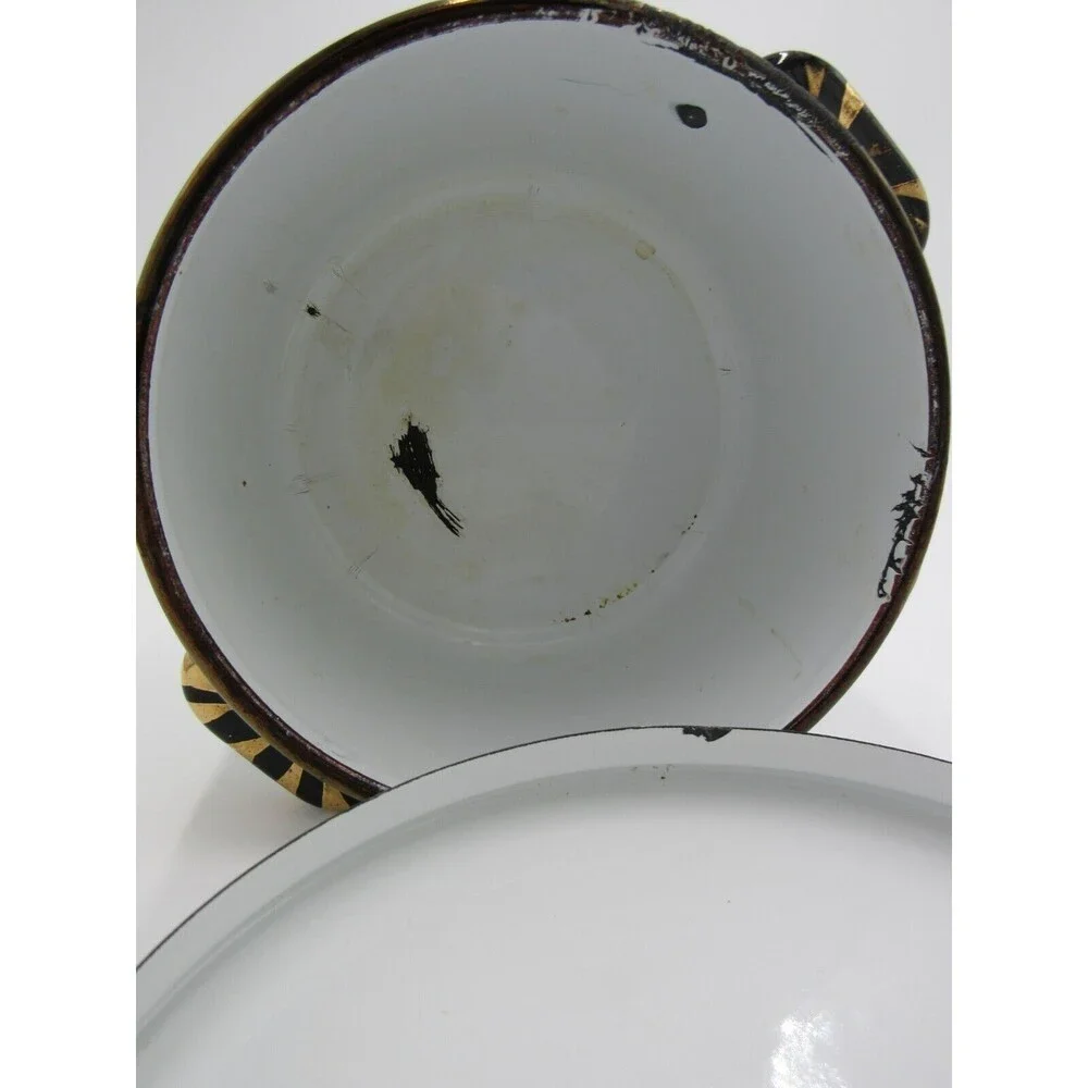 VTG MCM 2 qt Sauce Pot Georges Briard Ambrosia Pineapple Enamelware 60s Retro